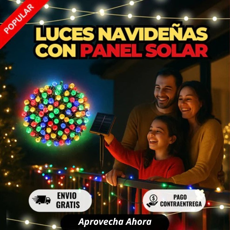 Luz de navidad con panel solar