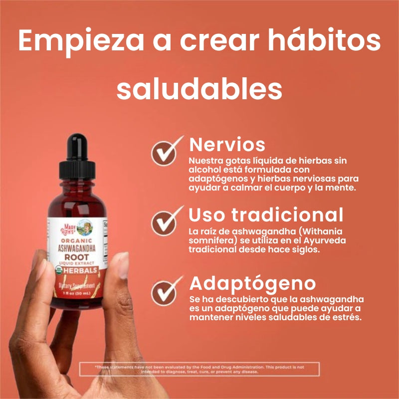 MaryRuth - Gotas líquidas de raíz de ashwagandha orgánica