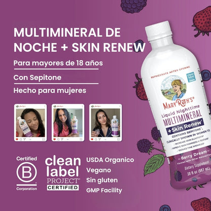 MaryRuth - Multivitaminico nocturno + renovación de la piel