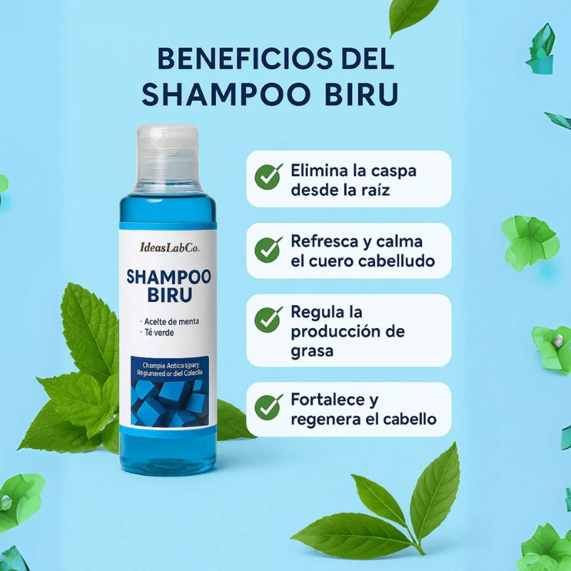 Shampoo Biru™ Anticaspa con Menta y Té Verde