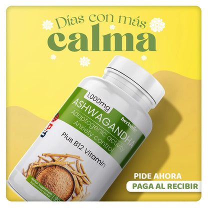 Ashwagandha 1000 mg Alivia el estrés y la ansiedad - OFERTA 2x1