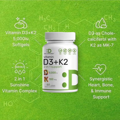 Suplemento de vitamina D3K2 - Tu escudo diario en una cápsula - OFERTA 2X1