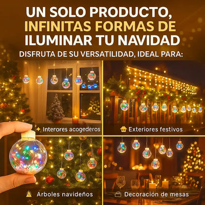 Cortina LED de 3M con 10 Esferas Luminosas