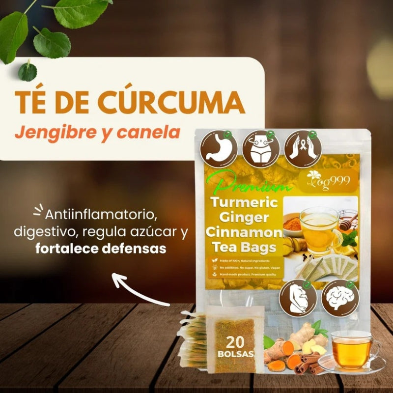 Té de cúrcuma, jengibre y canela