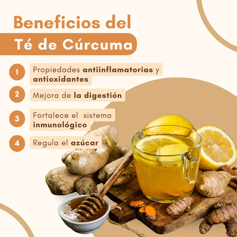 Té de cúrcuma, jengibre y canela