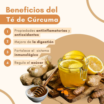 Té de cúrcuma, jengibre y canela