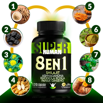 8 en 1 Cápsulas - Shilajit Ashwagandha y Ginseng - OFERTA 2X1